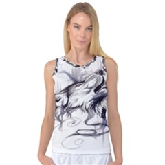 Tattoo-ink-flash-drawing-wolf Women s Basketball Tank Top