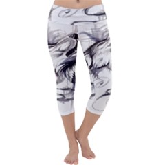 Tattoo-ink-flash-drawing-wolf Capri Yoga Leggings