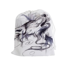 Tattoo-ink-flash-drawing-wolf Drawstring Pouch (xl)