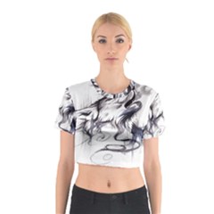 Tattoo-ink-flash-drawing-wolf Cotton Crop Top