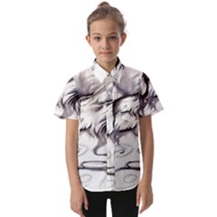 Tattoo-ink-flash-drawing-wolf Kids  Short Sleeve Shirt