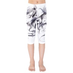 Tattoo-ink-flash-drawing-wolf Kids  Capri Leggings 