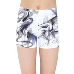 Tattoo-ink-flash-drawing-wolf Kids  Sports Shorts