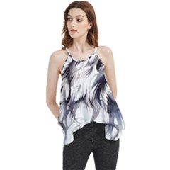 Tattoo-ink-flash-drawing-wolf Flowy Camisole Tank Top