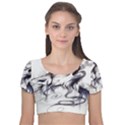 Tattoo-ink-flash-drawing-wolf Velvet Short Sleeve Crop Top  View1