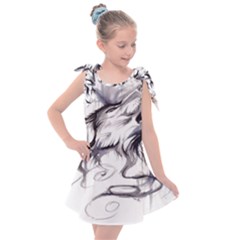 Tattoo-ink-flash-drawing-wolf Kids  Tie Up Tunic Dress by Jancukart