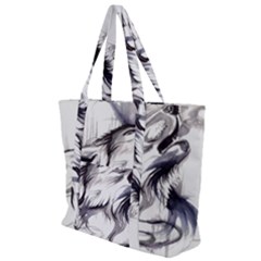 Tattoo-ink-flash-drawing-wolf Zip Up Canvas Bag by Jancukart