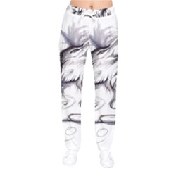 Tattoo-ink-flash-drawing-wolf Women Velvet Drawstring Pants by Jancukart