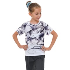 Tattoo-ink-flash-drawing-wolf Kids  Mesh Piece Tee