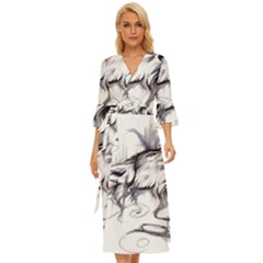 Tattoo-ink-flash-drawing-wolf Midsummer Wrap Dress