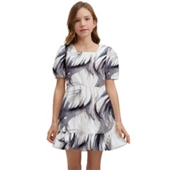 Tattoo-ink-flash-drawing-wolf Kids  Short Sleeve Dolly Dress