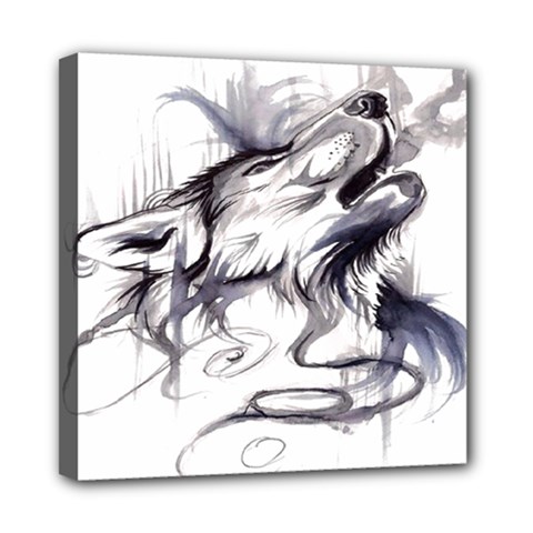 Tattoo-ink-flash-drawing-wolf Mini Canvas 8  X 8  (stretched)