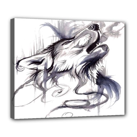 Tattoo-ink-flash-drawing-wolf Deluxe Canvas 24  X 20  (stretched)