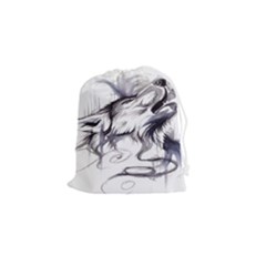 Tattoo-ink-flash-drawing-wolf Drawstring Pouch (small)