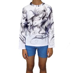 Tattoo-ink-flash-drawing-wolf Kids  Long Sleeve Swimwear