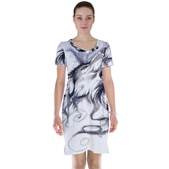 Tattoo-ink-flash-drawing-wolf Short Sleeve Nightdress