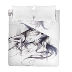 Tattoo-ink-flash-drawing-wolf Duvet Cover Double Side (full/ Double Size)