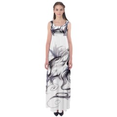 Tattoo-ink-flash-drawing-wolf Empire Waist Maxi Dress