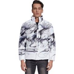 Tattoo-ink-flash-drawing-wolf Men s Puffer Bubble Jacket Coat