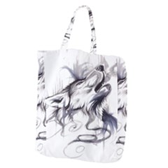 Tattoo-ink-flash-drawing-wolf Giant Grocery Tote