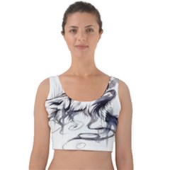 Tattoo-ink-flash-drawing-wolf Velvet Crop Top