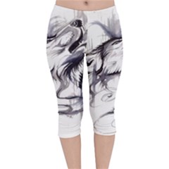 Tattoo-ink-flash-drawing-wolf Velvet Capri Leggings 