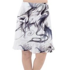 Tattoo-ink-flash-drawing-wolf Fishtail Chiffon Skirt by Jancukart