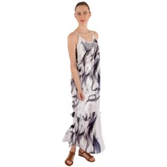 Tattoo-ink-flash-drawing-wolf Cami Maxi Ruffle Chiffon Dress