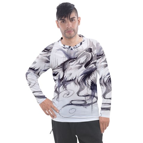 Tattoo-ink-flash-drawing-wolf Men s Pique Long Sleeve Tee by Jancukart