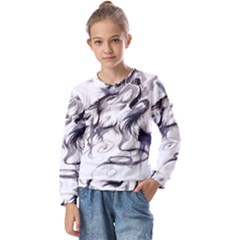 Tattoo-ink-flash-drawing-wolf Kids  Long Sleeve Tee With Frill 