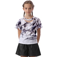 Tattoo-ink-flash-drawing-wolf Kids  Front Cut Tee