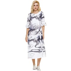 Tattoo-ink-flash-drawing-wolf Double Cuff Midi Dress