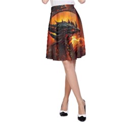 Dragon Fire Fantasy Art A-line Skirt by Jancukart