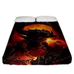 Dragon Fire Fantasy Art Fitted Sheet (queen Size)