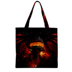 Dragon Fire Fantasy Art Zipper Grocery Tote Bag