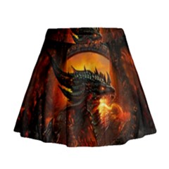 Dragon Fire Fantasy Art Mini Flare Skirt