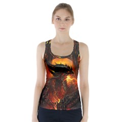 Dragon Fire Fantasy Art Racer Back Sports Top