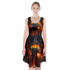 Dragon Fire Fantasy Art Racerback Midi Dress