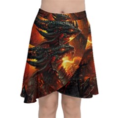 Dragon Fire Fantasy Art Chiffon Wrap Front Skirt by Jancukart