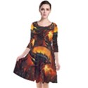 Dragon Fire Fantasy Art Quarter Sleeve Waist Band Dress View1