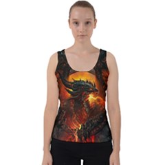 Dragon Fire Fantasy Art Velvet Tank Top by Jancukart