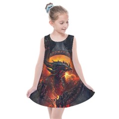 Dragon Fire Fantasy Art Kids  Summer Dress