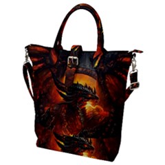 Dragon Fire Fantasy Art Buckle Top Tote Bag