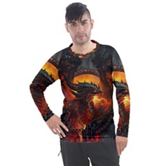 Dragon Fire Fantasy Art Men s Pique Long Sleeve Tee