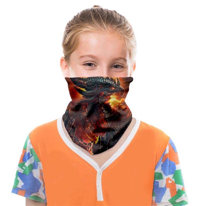 Dragon Fire Fantasy Art Face Covering Bandana (Kids)