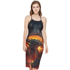 Dragon Fire Fantasy Art Bodycon Cross Back Summer Dress by Jancukart