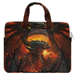 Dragon Fire Fantasy Art Macbook Pro 16  Double Pocket Laptop Bag  by Jancukart