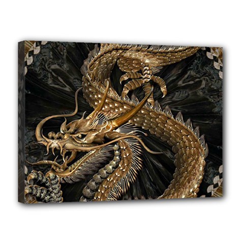 Fantasy Dragon Pentagram Canvas 16  X 12  (stretched)