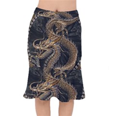 Fantasy Dragon Pentagram Short Mermaid Skirt by Jancukart