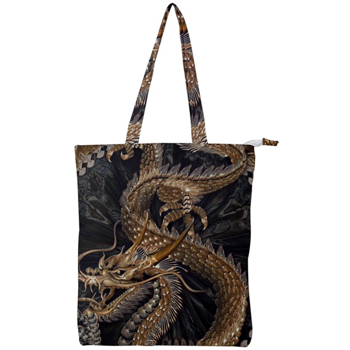 Fantasy Dragon Pentagram Double Zip Up Tote Bag